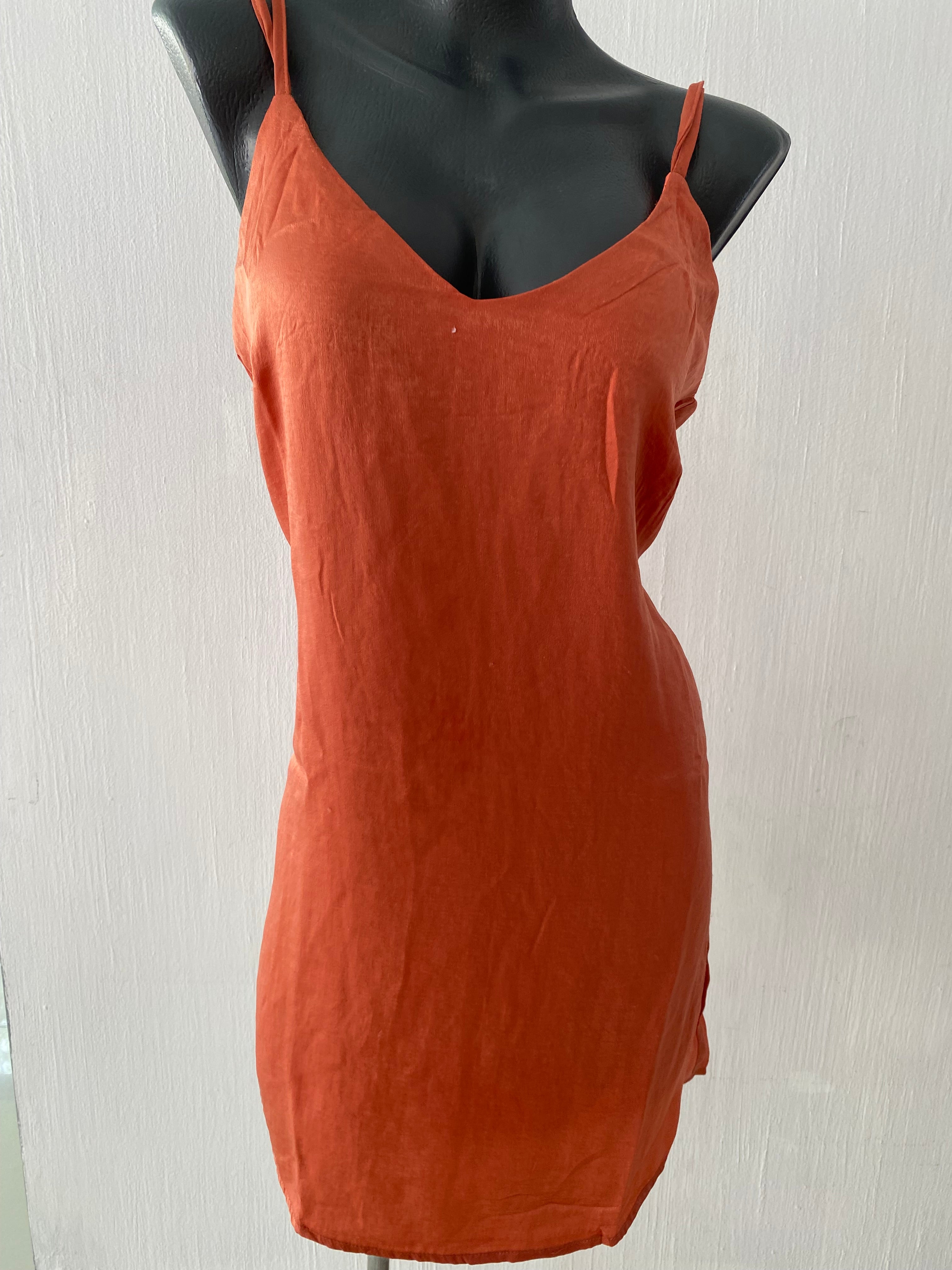 Dress - Tela tipo satin color terracot